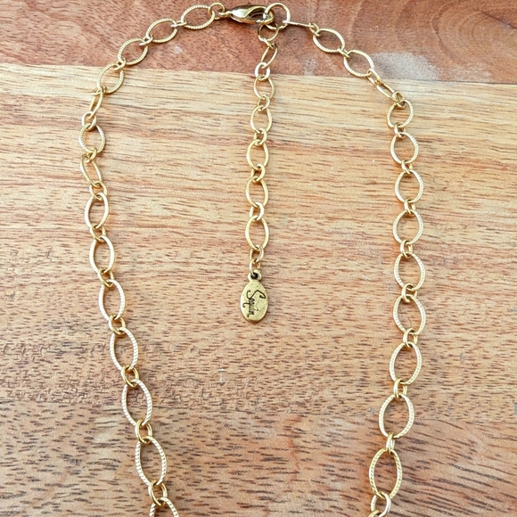 Sequin Crystal Baguette Burst Talisman Pendant & Gold Chain - Picture 3 of 5